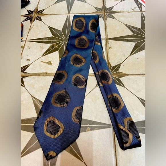 Vintage Giorgio Armani Slate Blue & Beige Silk Tie - Picture 4 of 7